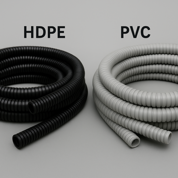 مقایسه بین شیلنگ محافظ از جنس پلی اتیلن (HDPE) با جنس پی وی سی (PVC)